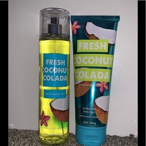 Fresh coconut colada fragrance mist and body cream